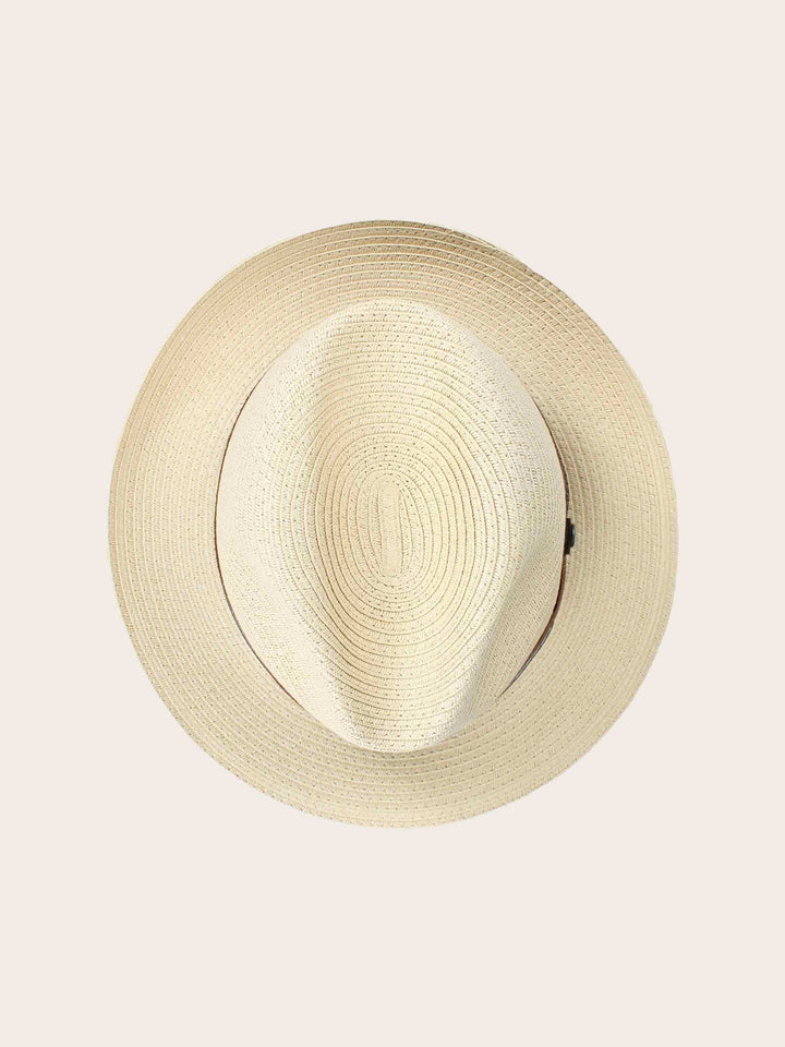 Einfarbiger bugatti Sommer-Fedora mit Leder-Hutband