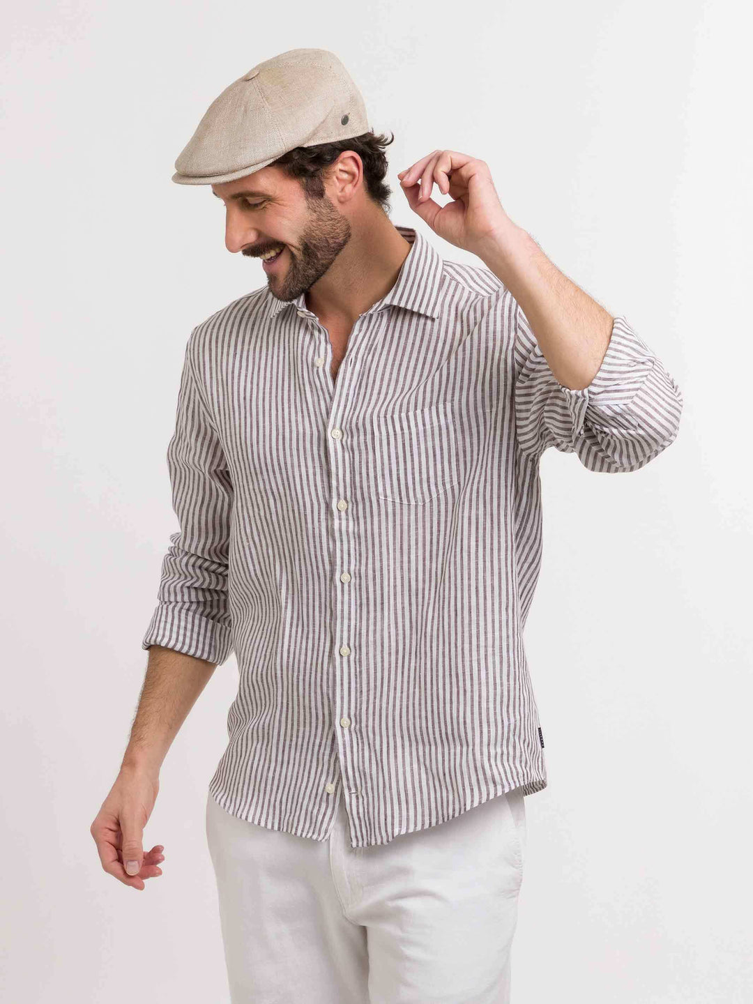 bugatti Ballonmütze im Bakerboy Cap Stil in Leinenmischung