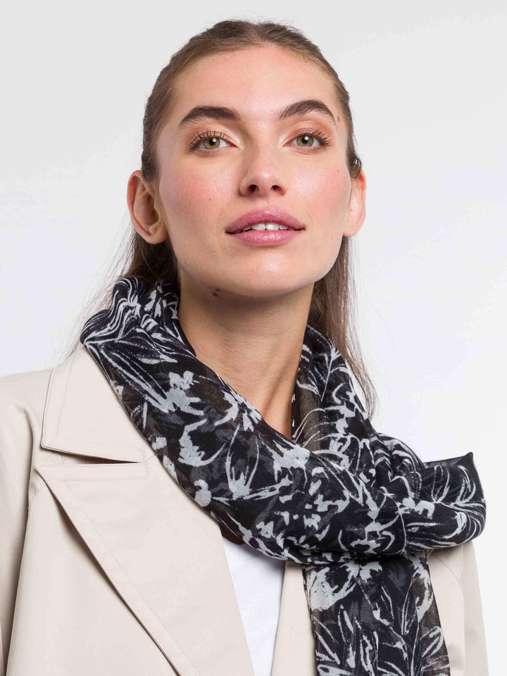 Sustainability Collection - Eleganter Schal mit tropischem Blumen-Design