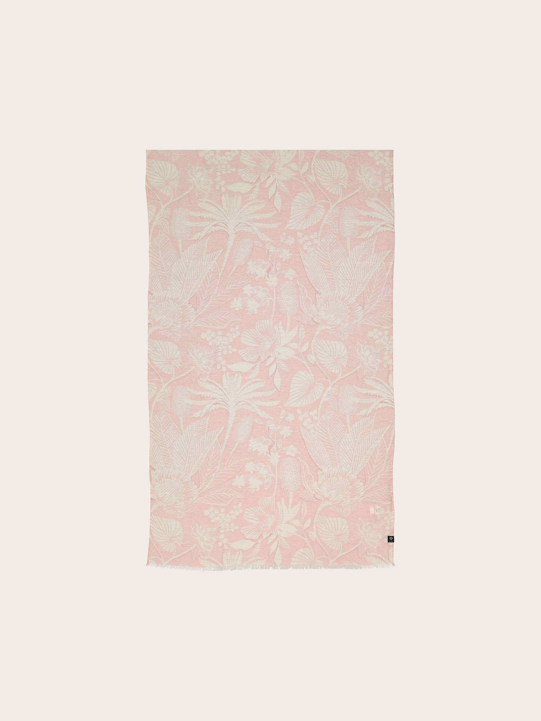 Schal mit tropischem Print in Hanfmischung