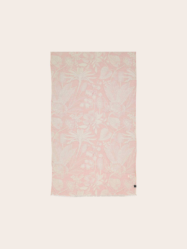 Schal mit tropischem Print in Hanfmischung