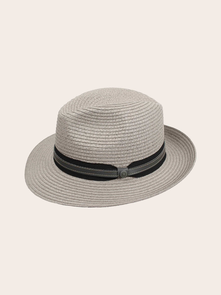 Einfarbiger bugatti Sommer-Fedora mit Leder-Hutband
