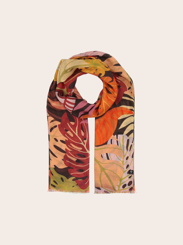 Sustainability Collection - Schal mit buntem Blatt-Design aus Viskose
