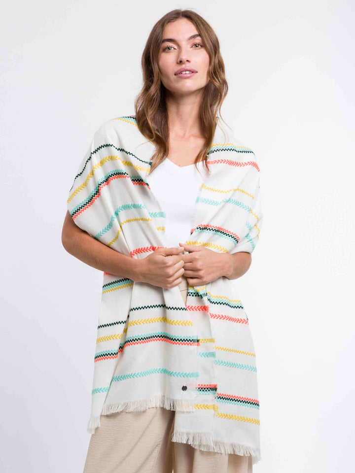 Gestreifter Schal in Baumwollmischung