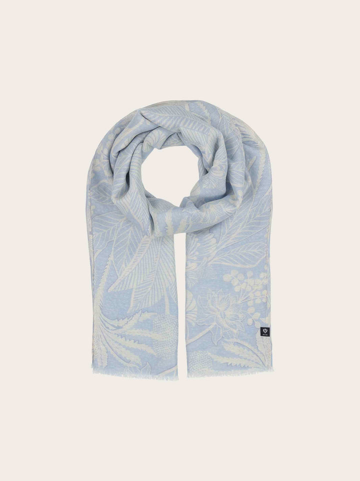 Schal mit tropischem Print in Hanfmischung