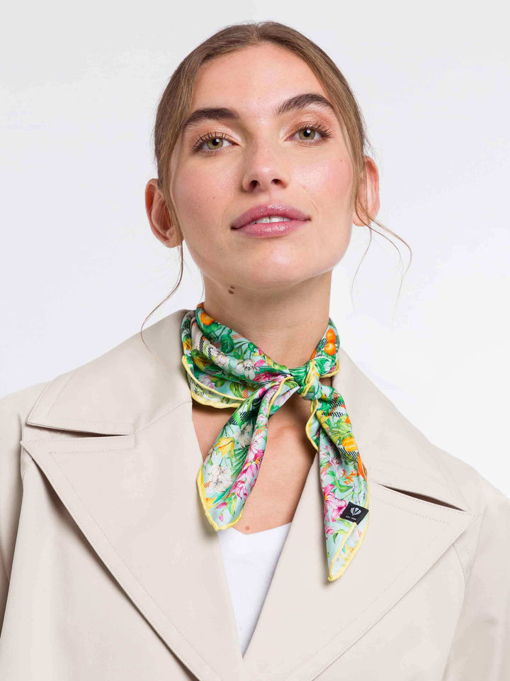 Seidentuch mit FRAAS Plaid Karo und Dschungel-Print