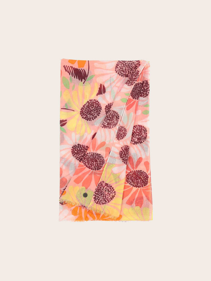 Baumwollschal mit XL Blumen-Print