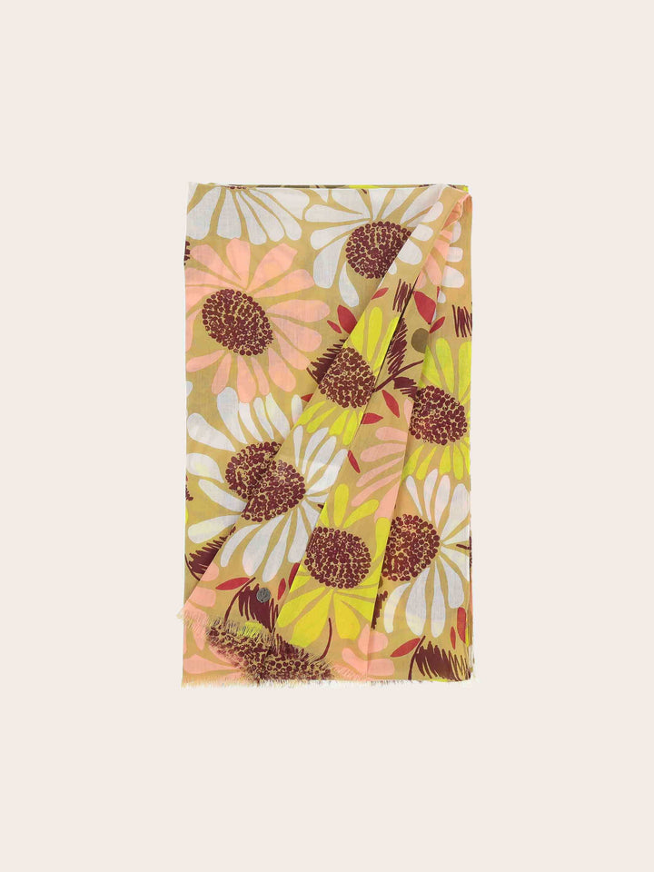 Baumwollschal mit XL Blumen-Print