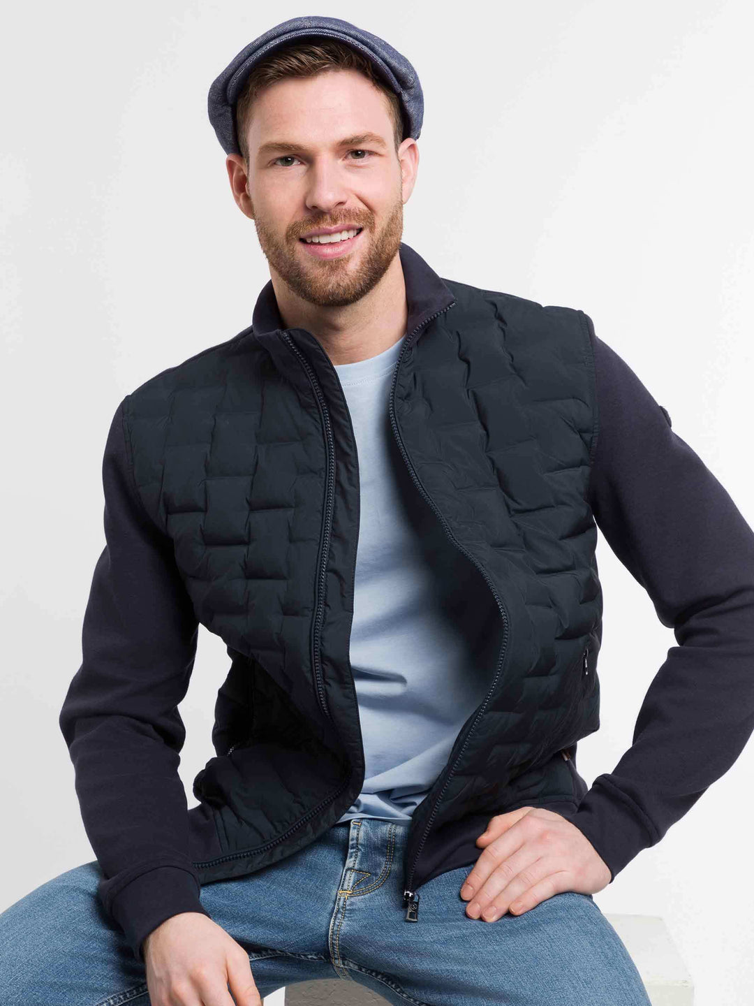 bugatti Ballonmütze im Bakerboy Cap Stil in Leinenmischung