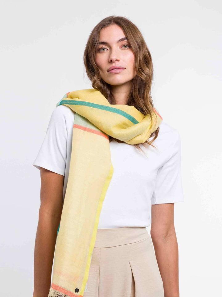Schal mit Colour Blocking in Leinenmischung