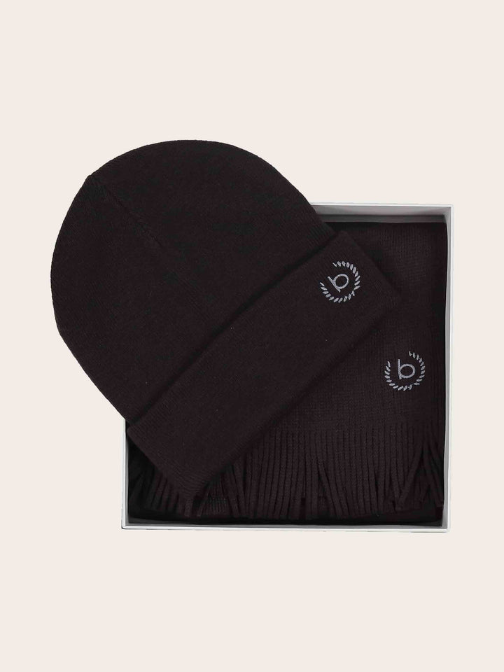 bugatti Geschenkset Beanie und Raschelschal aus Polyacryl