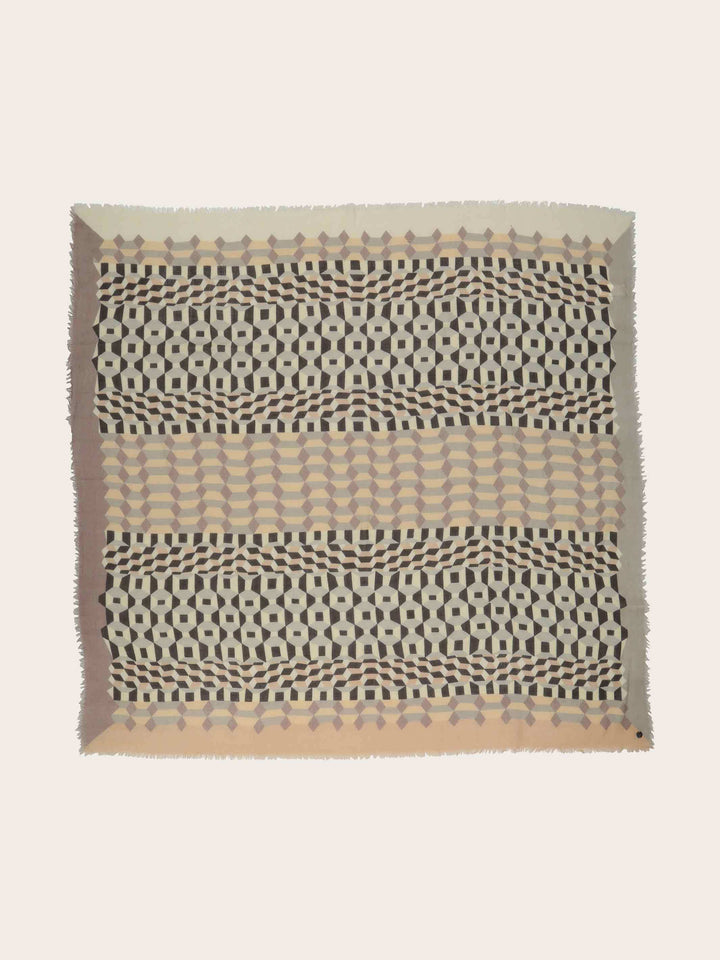 Tuch mit Muster-Mix aus reiner Wolle