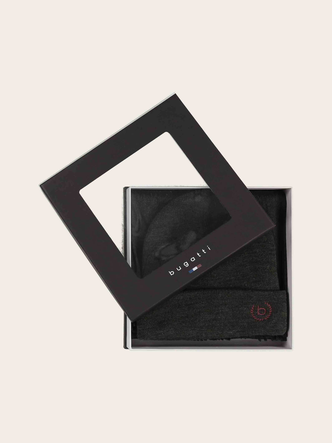 bugatti Geschenkset Beanie und Raschelschal aus Polyacryl
