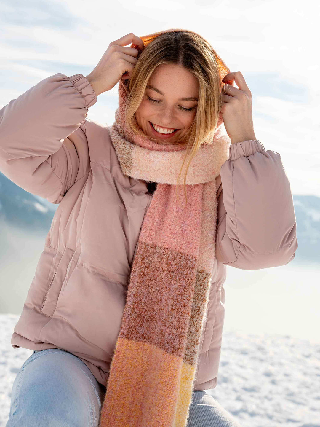 Sustainability Edition - Karierter Schal mit XL-Fransen