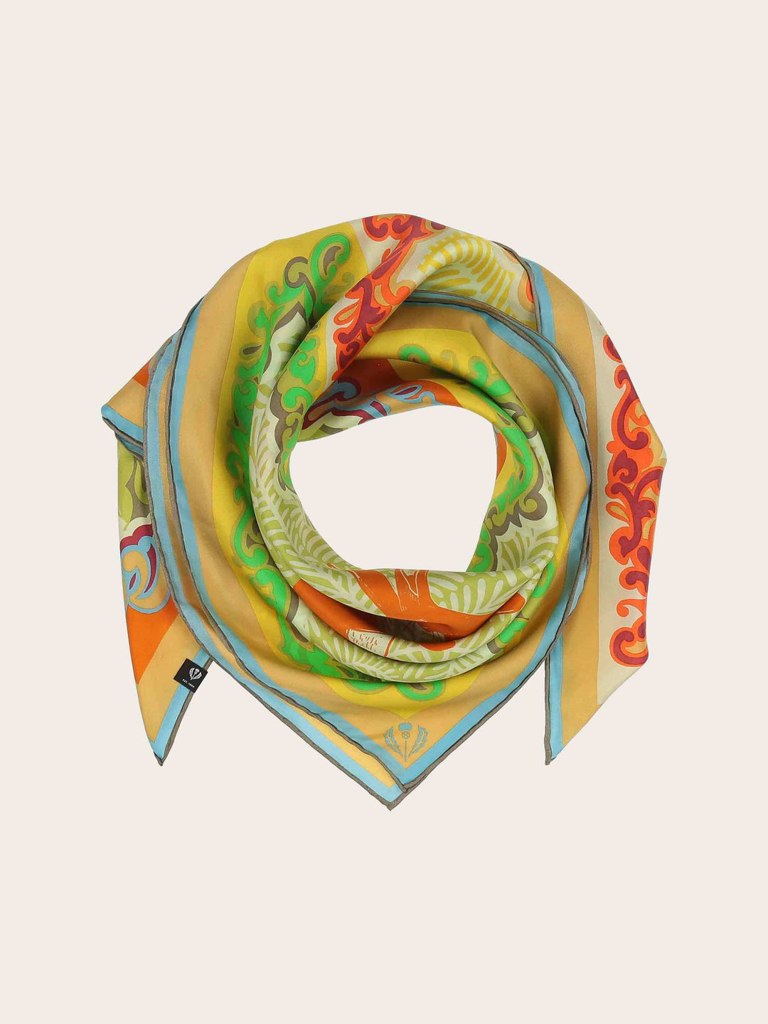 Seidentuch mit rustikalem Tier- und Pflanzenprint