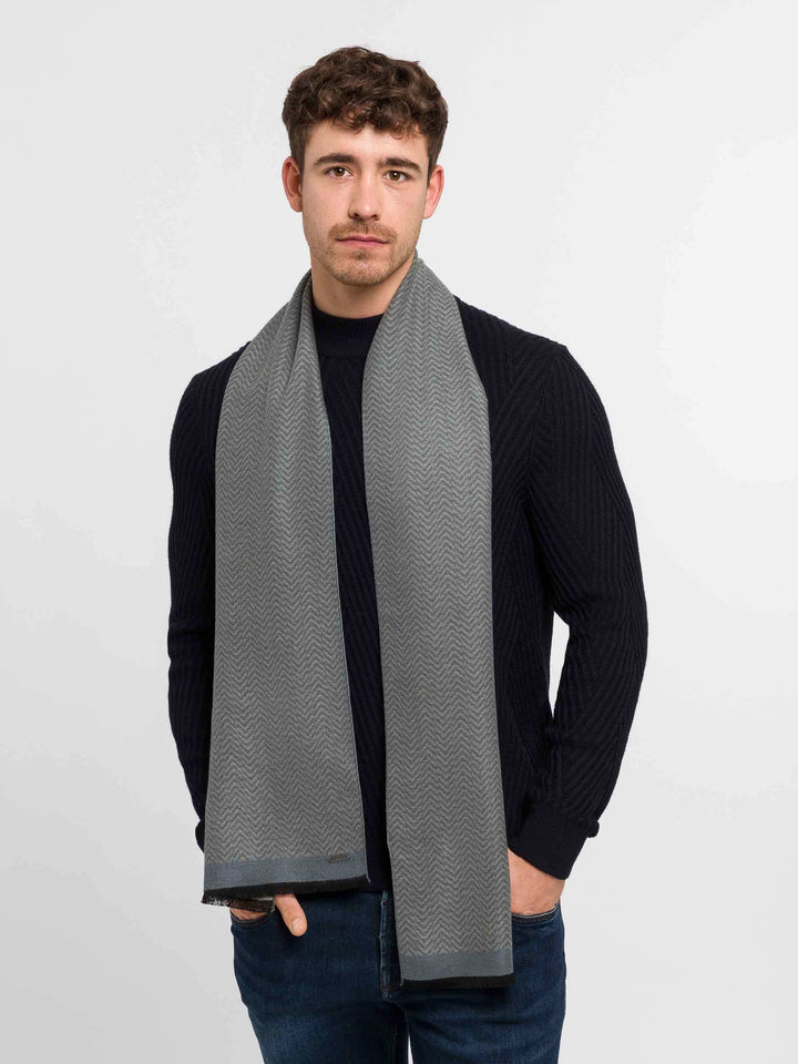 bugatti Schal mit geometrischem Design und farblich abgesetzem Rand