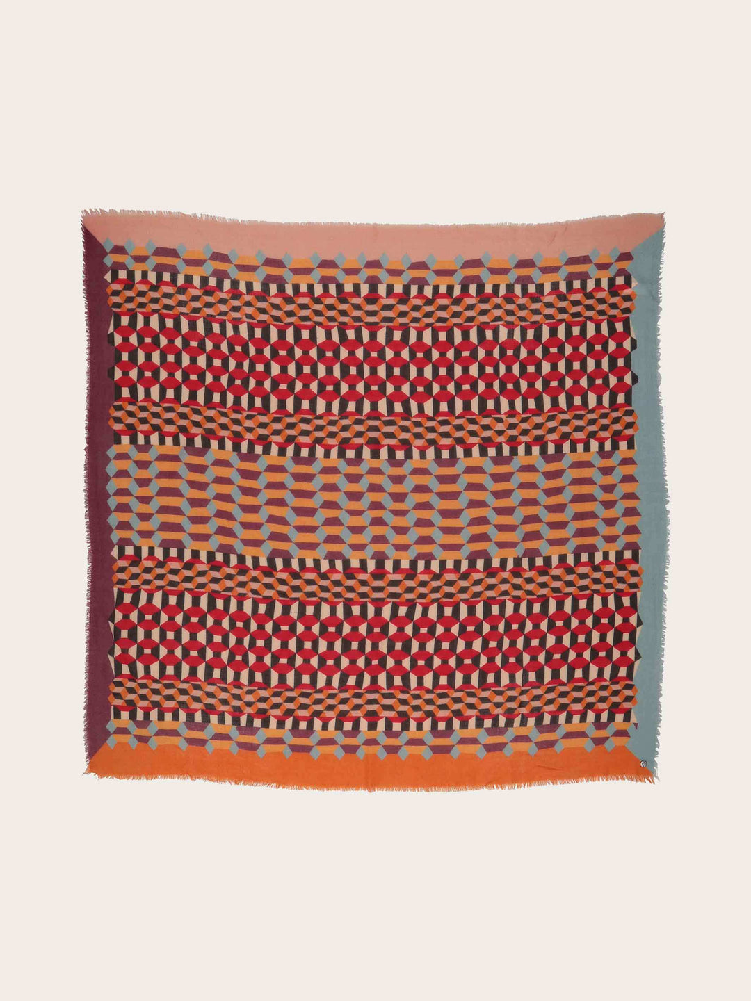 Tuch mit Muster-Mix aus reiner Wolle