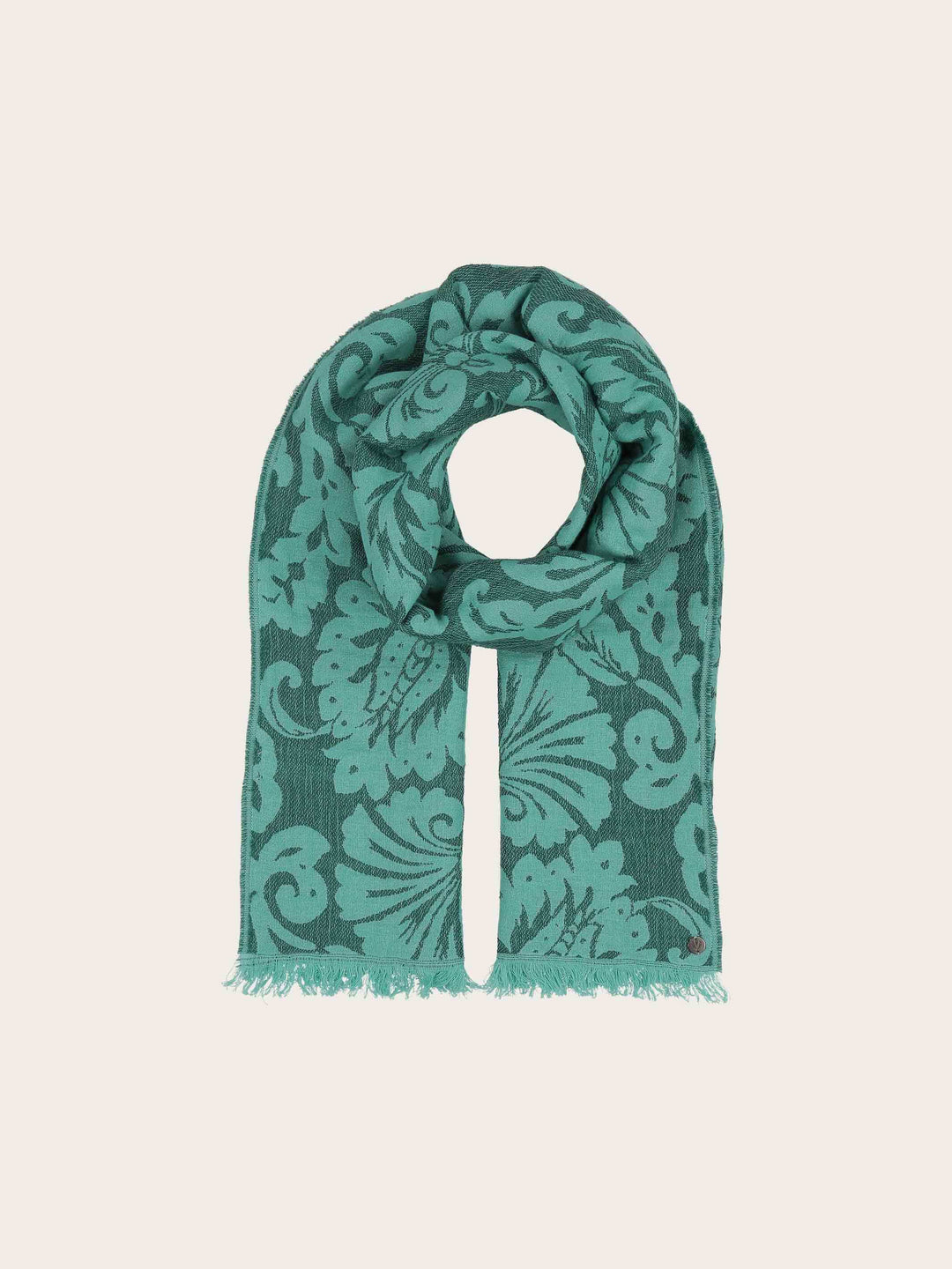 Stola mit Ranken-Muster in Baumwolle-Wolle-Mischung
