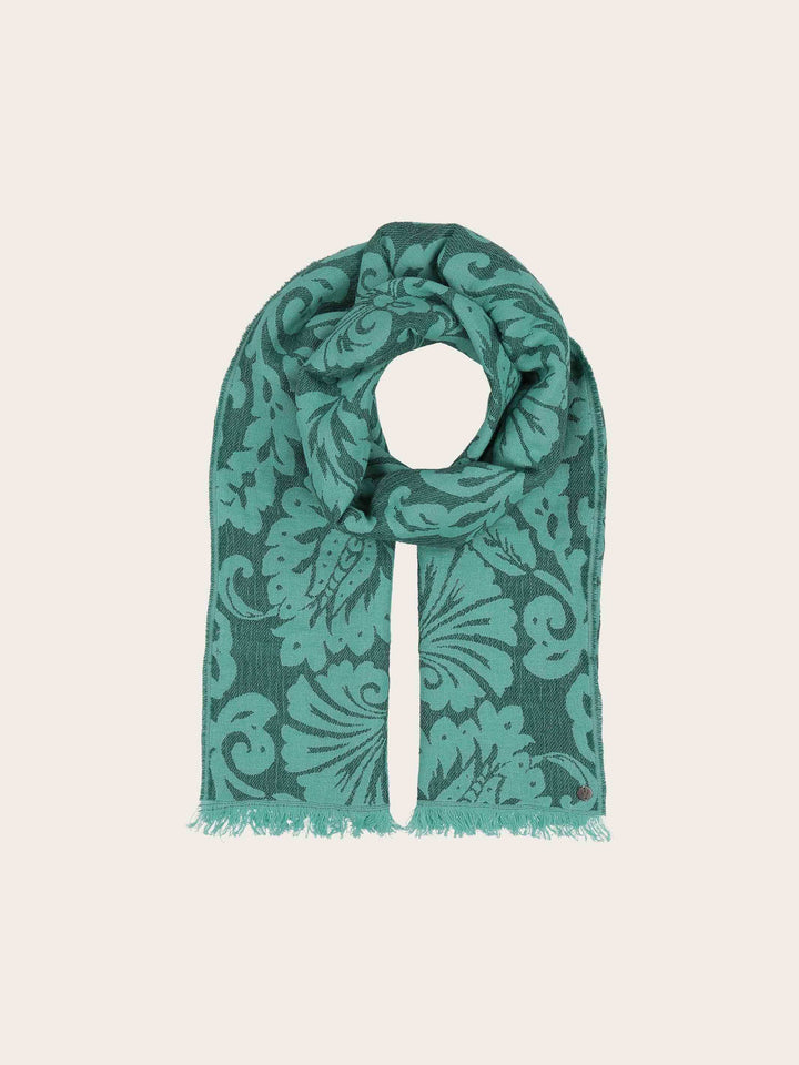 Stola mit Ranken-Muster in Baumwolle-Wolle-Mischung