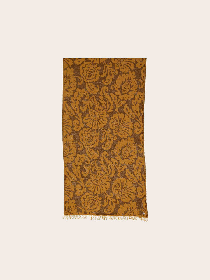 Stola mit Ranken-Muster in Baumwolle-Wolle-Mischung