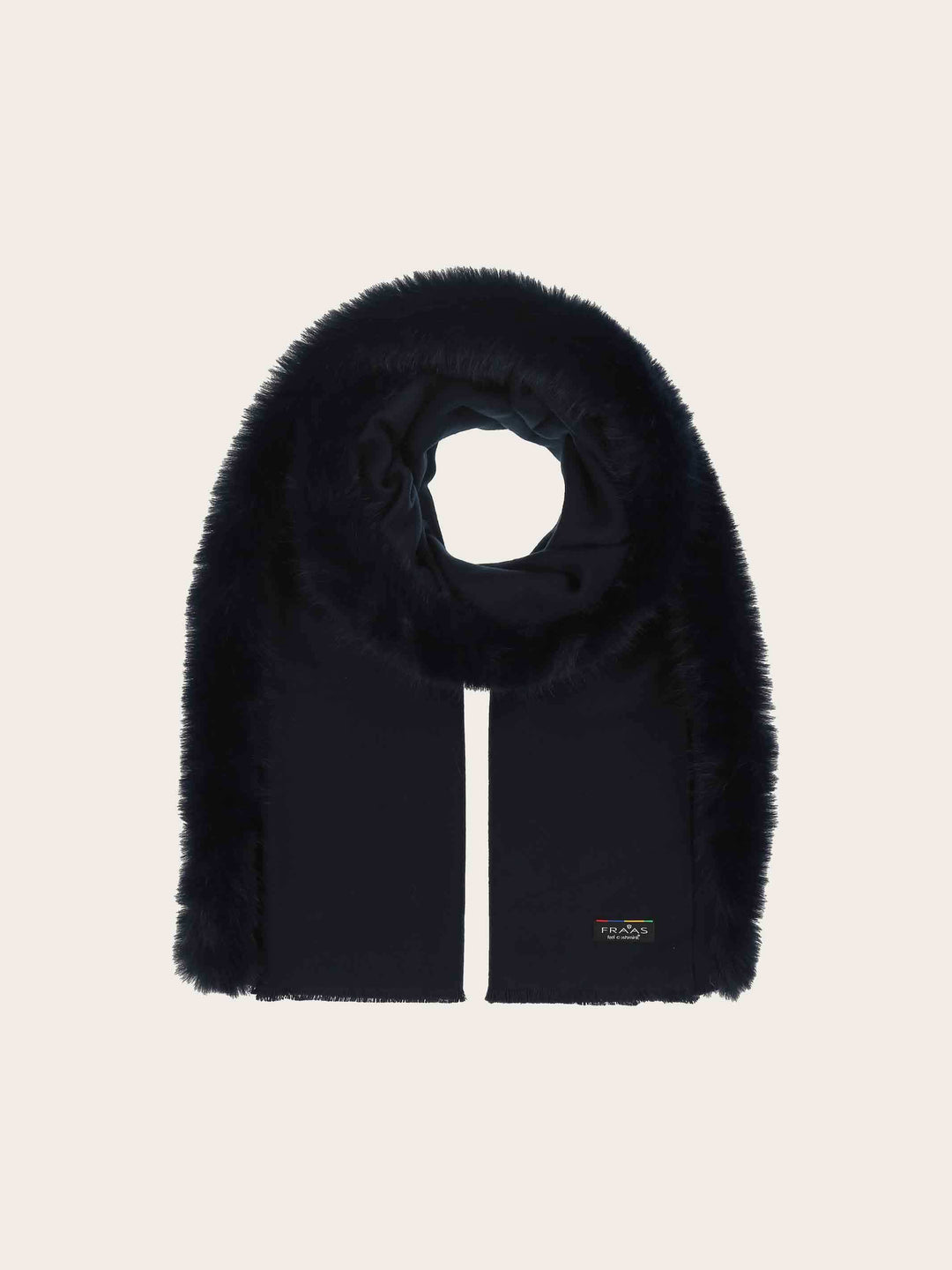 Einfarbiger Poncho mit Kunstfell-Rand