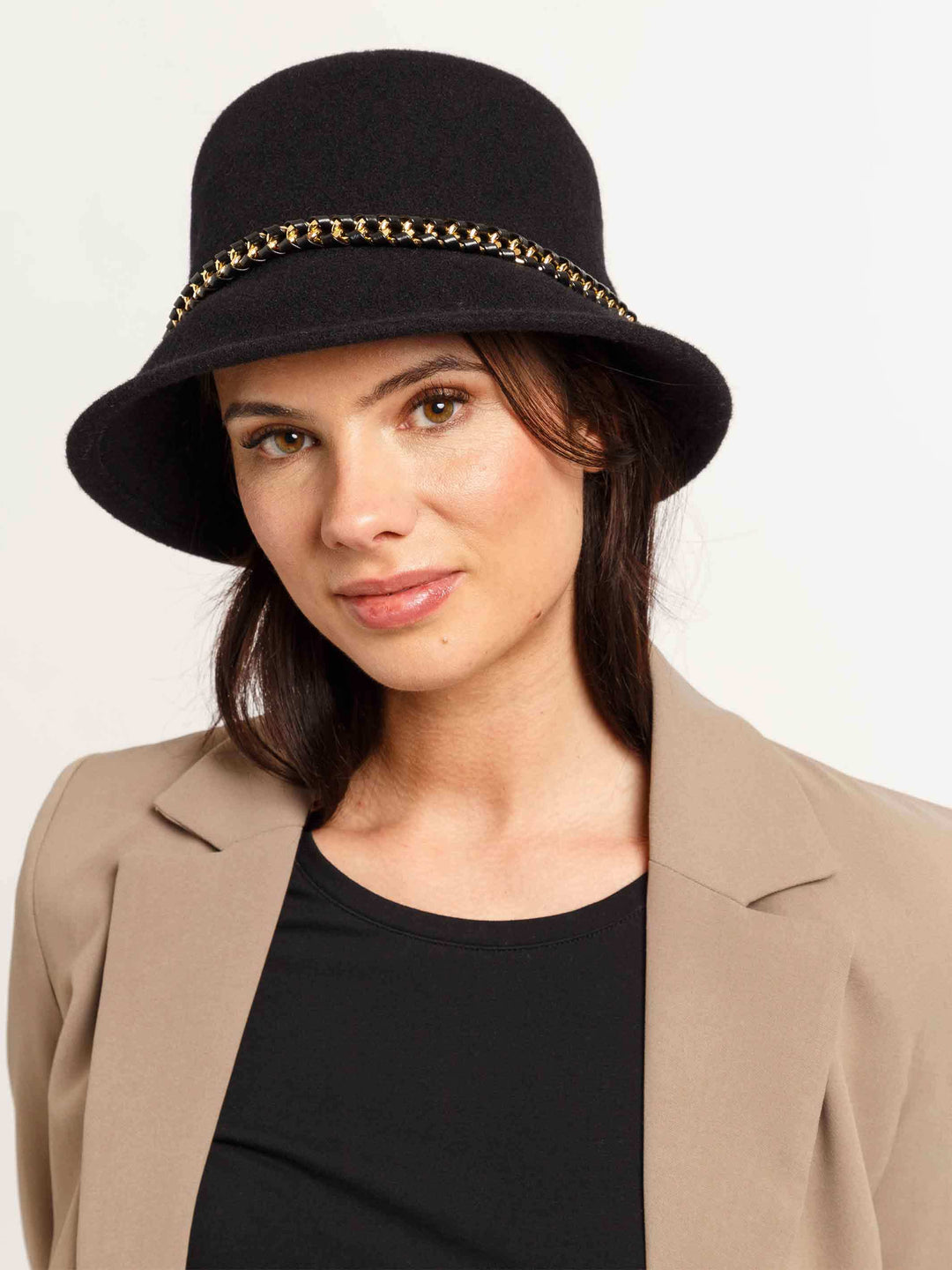 Loevenich Glockenhut aus Wollmischung mit Kettenbandbesatz