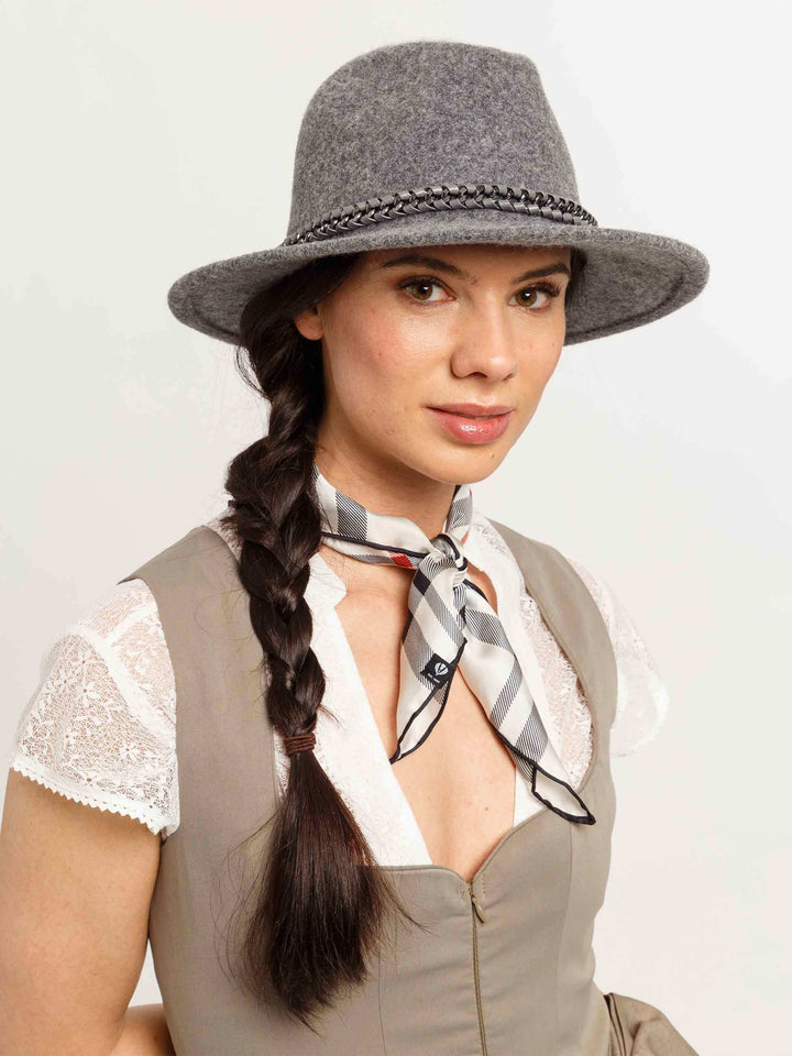 Loevenich Fedora aus Wollmischung mit Kettenbandbesatz