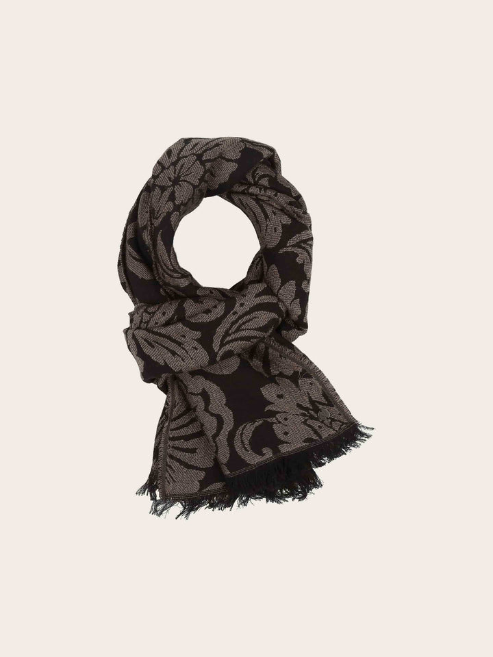 Stola mit Ranken-Muster in Baumwolle-Wolle-Mischung