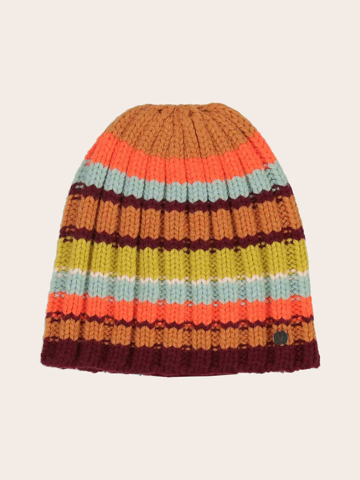 Gestreifte Strickmütze in Wollmischung