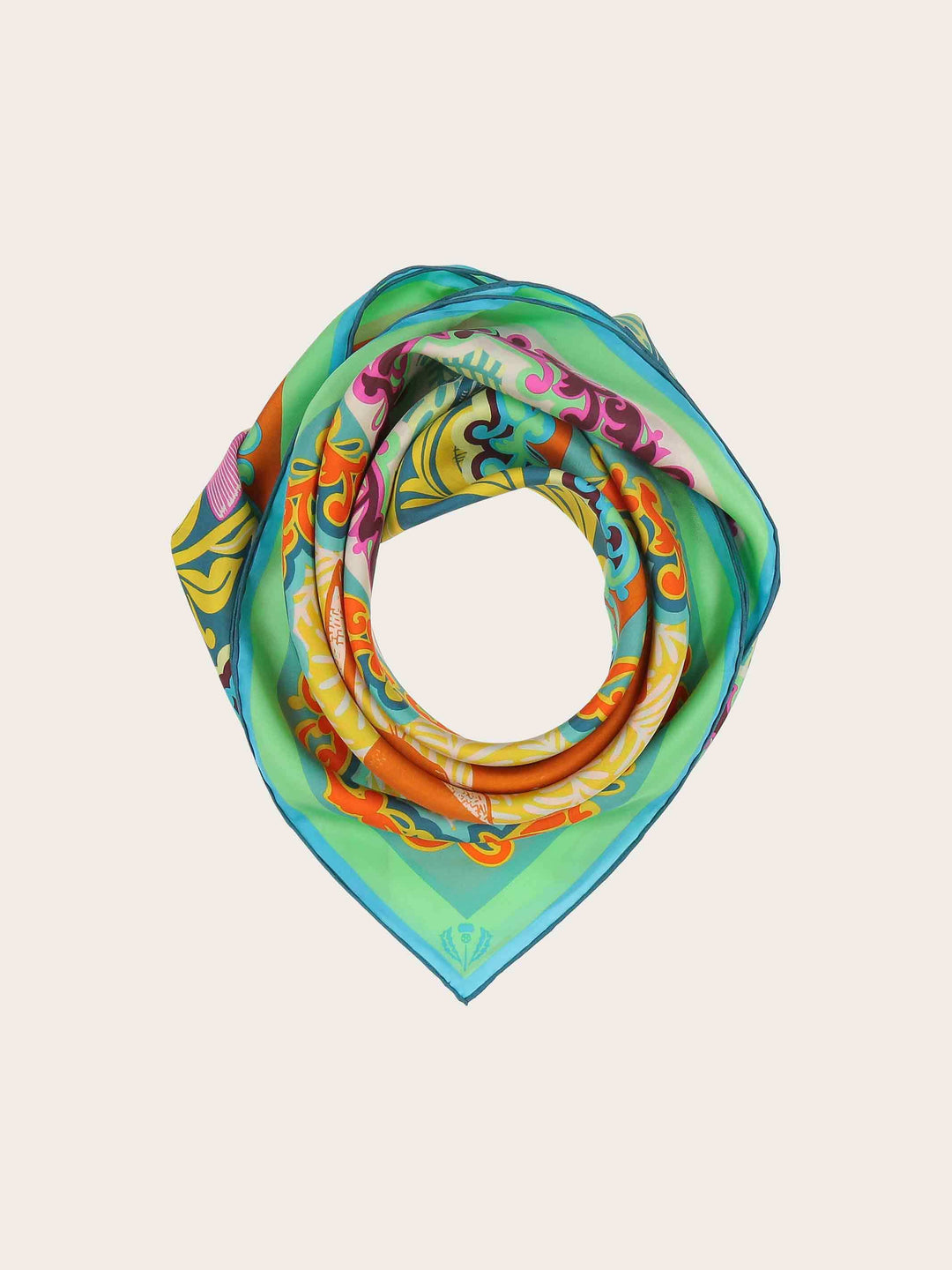 Seidentuch mit rustikalem Tier- und Pflanzenprint