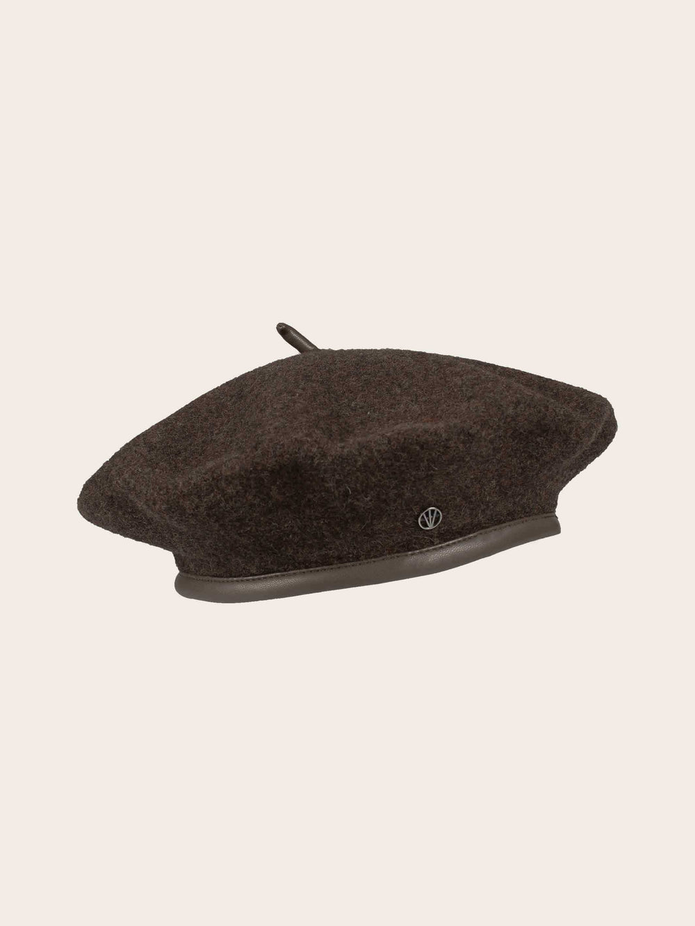 Loevenich Baskenmütze aus reiner Wolle mit Kunstlederband