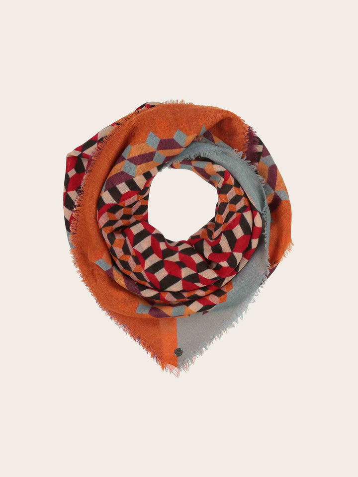 Tuch mit Muster-Mix aus reiner Wolle