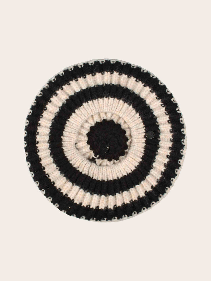 Gestreiftes Béret mit Bommel