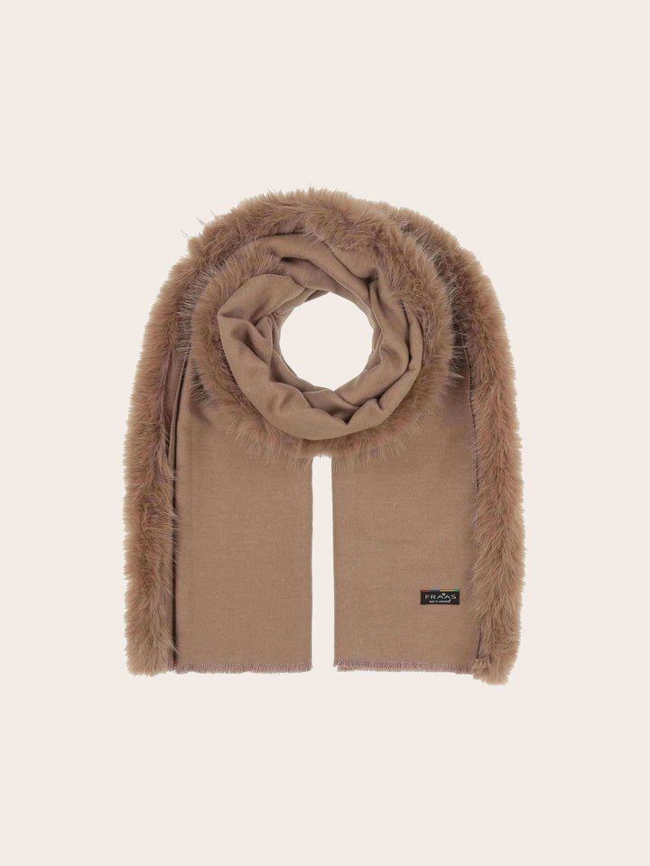 Einfarbiger Poncho mit Kunstfell-Rand