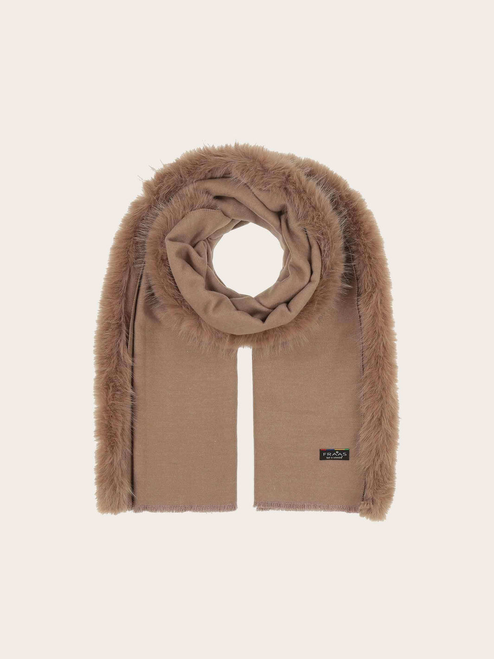 Einfarbiger Poncho mit Kunstfell-Rand