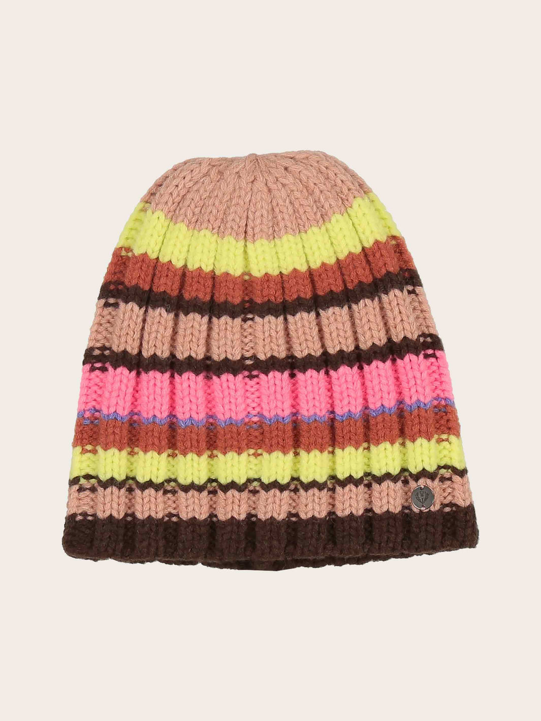 Gestreifte Strickmütze in Wollmischung