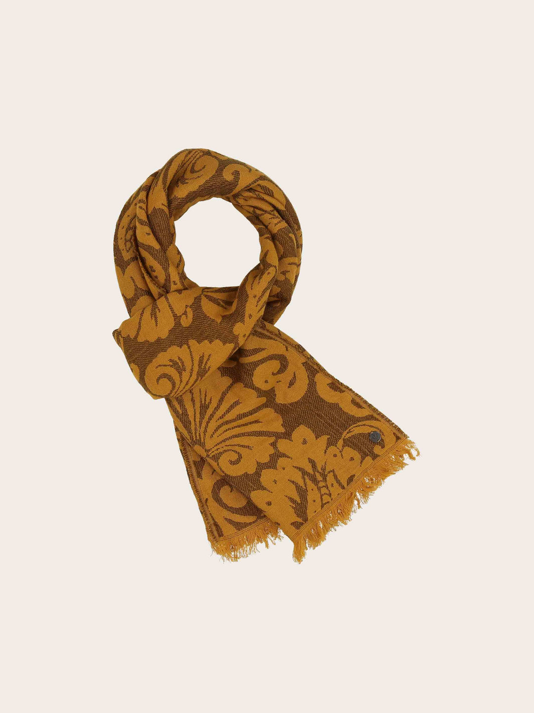 Stola mit Ranken-Muster in Baumwolle-Wolle-Mischung