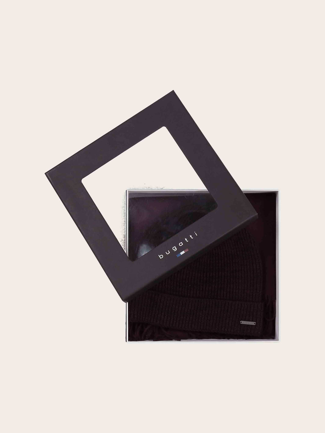 bugatti Geschenkset mit einfarbigem Beanie und Schal aus reiner Wolle