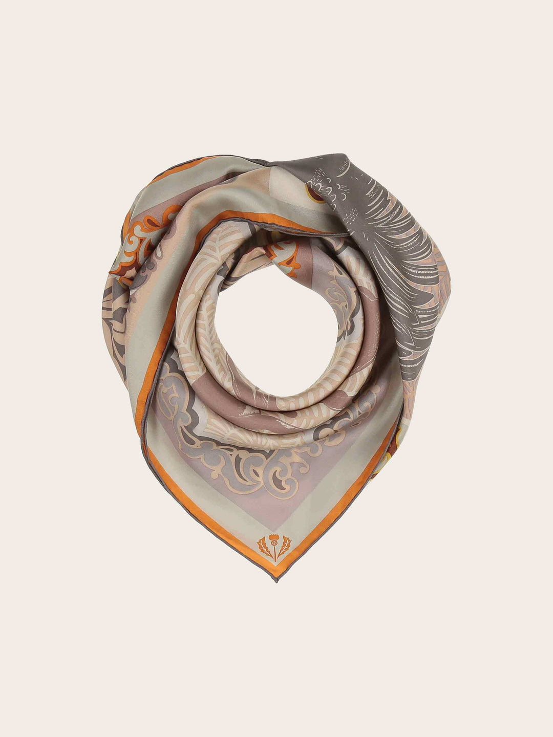 Seidentuch mit rustikalem Tier- und Pflanzenprint