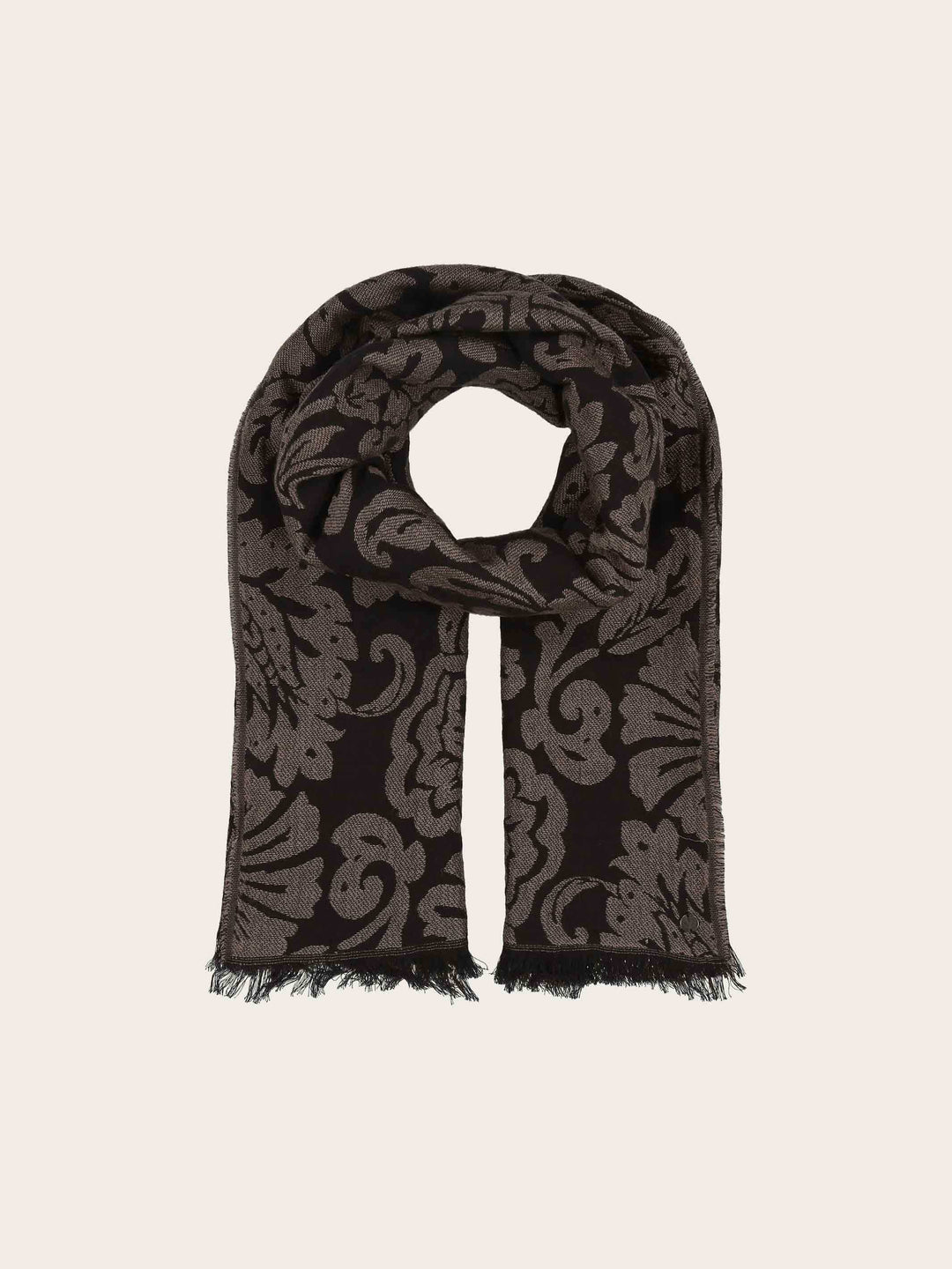 Stola mit Ranken-Muster in Baumwolle-Wolle-Mischung