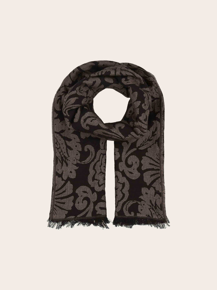 Stola mit Ranken-Muster in Baumwolle-Wolle-Mischung