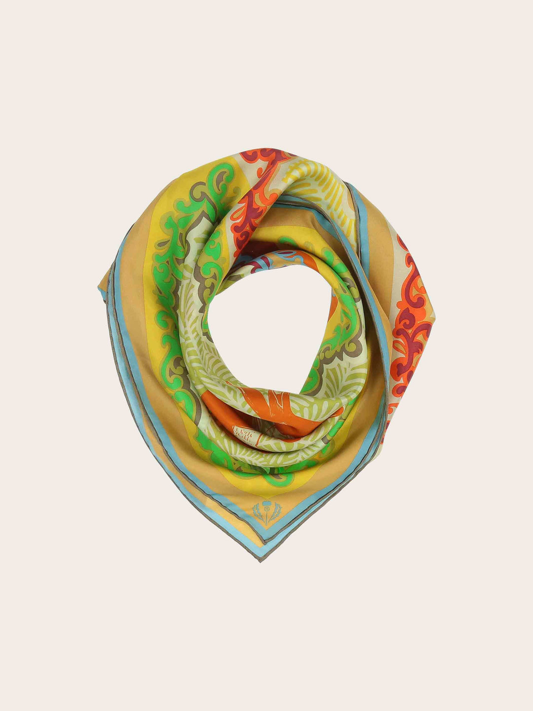 Seidentuch mit rustikalem Tier- und Pflanzenprint