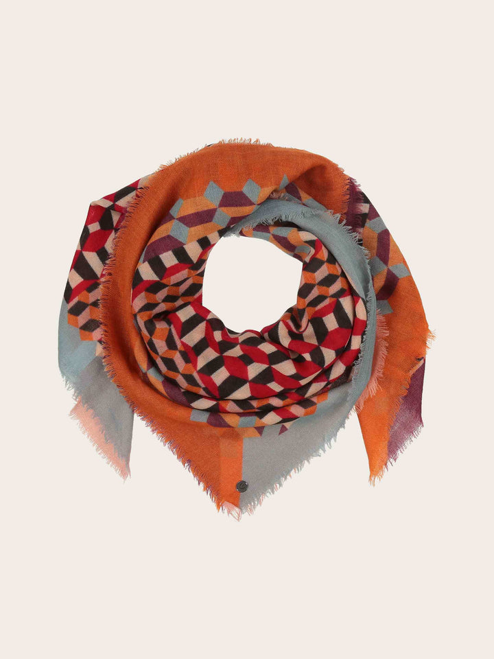 Tuch mit Muster-Mix aus reiner Wolle