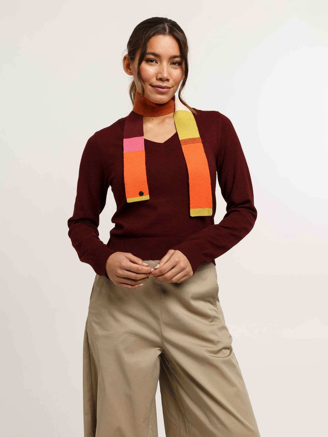 Schmaler Skinny-Strickschal in Wollmischung