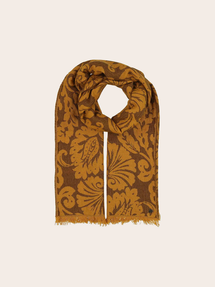 Stola mit Ranken-Muster in Baumwolle-Wolle-Mischung