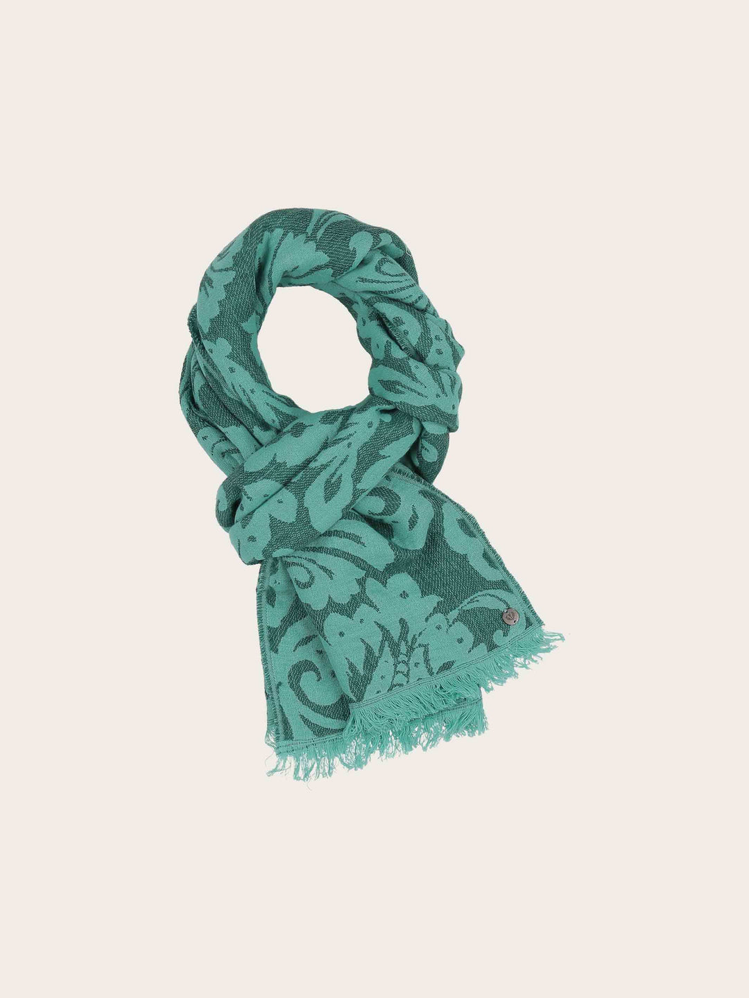 Stola mit Ranken-Muster in Baumwolle-Wolle-Mischung