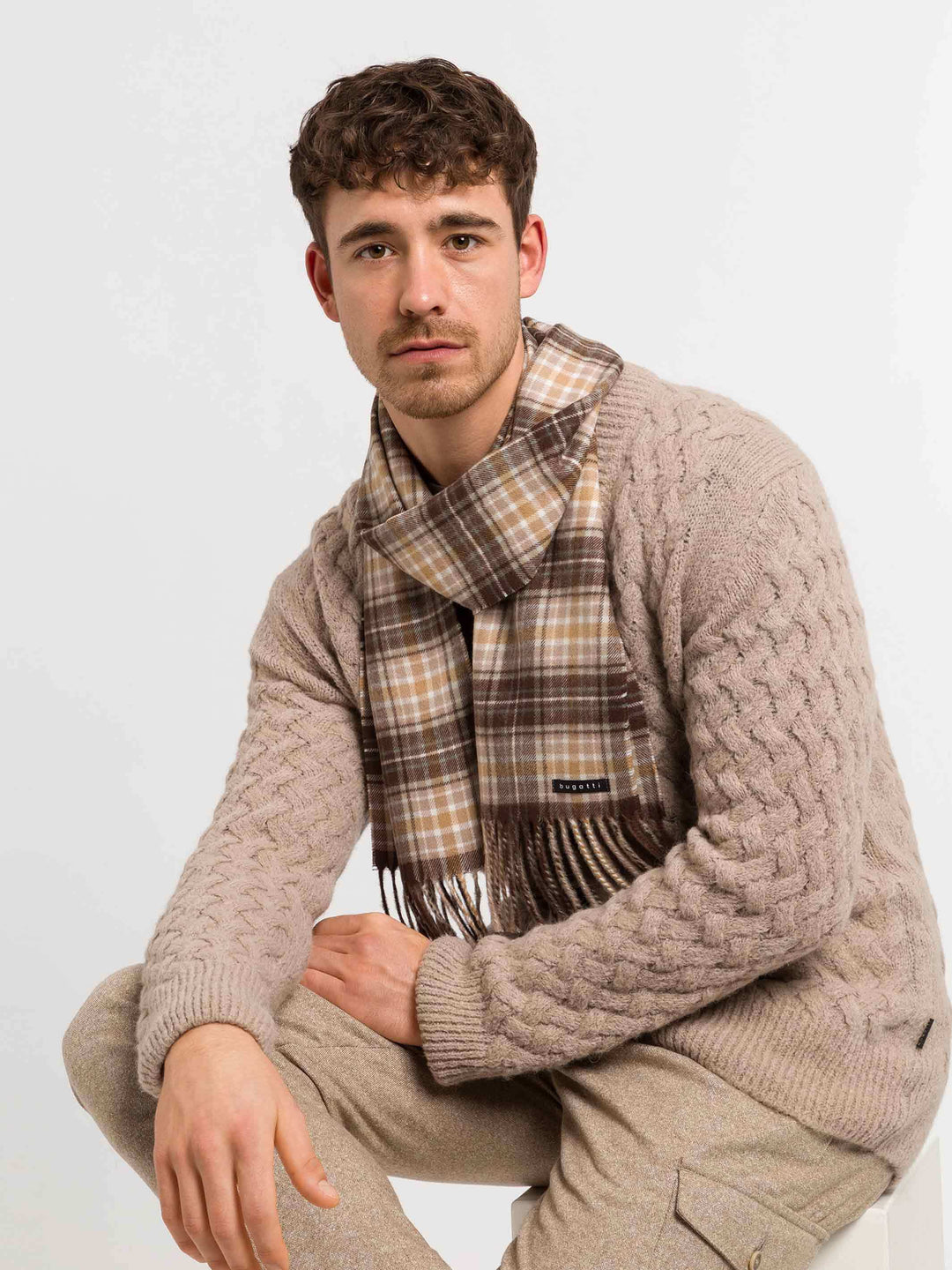 bugatti Cashminkschal mit Karomuster