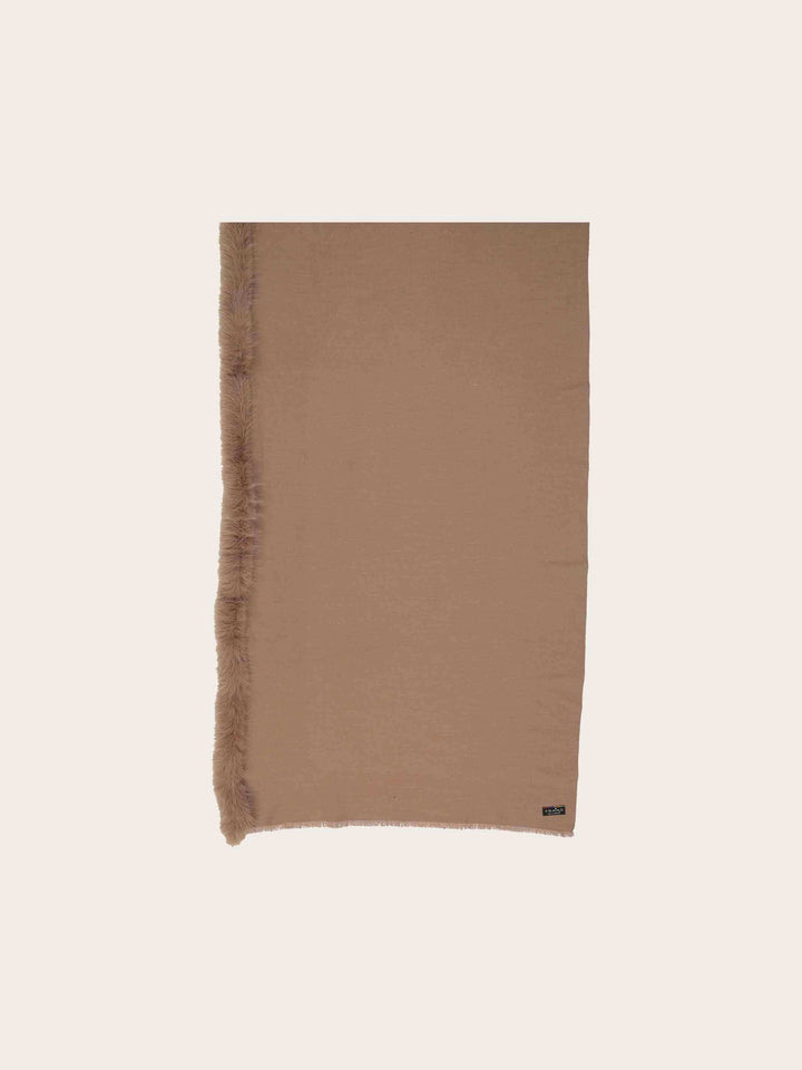 Einfarbiger Poncho mit Kunstfell-Rand
