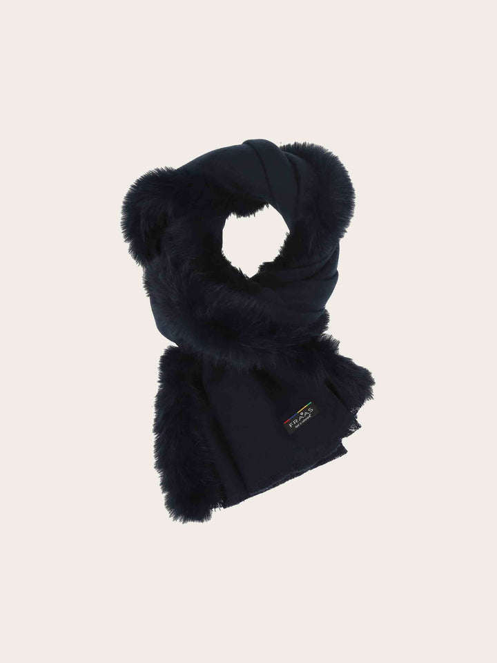Einfarbiger Poncho mit Kunstfell-Rand