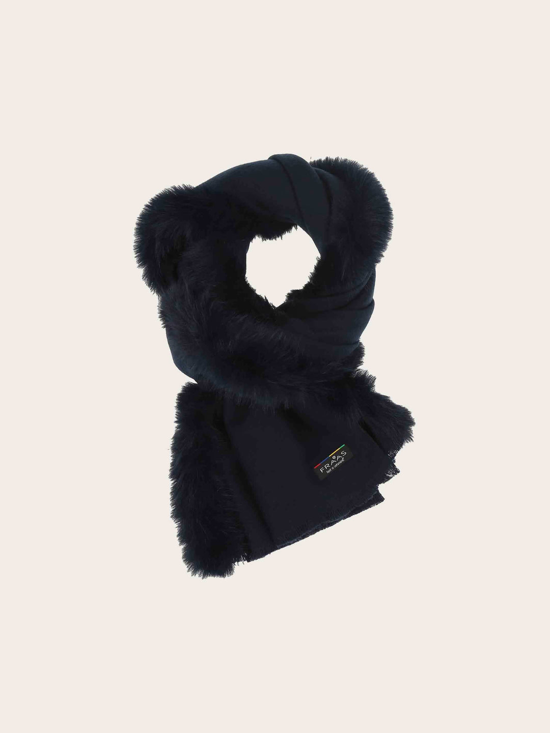 Einfarbiger Poncho mit Kunstfell-Rand
